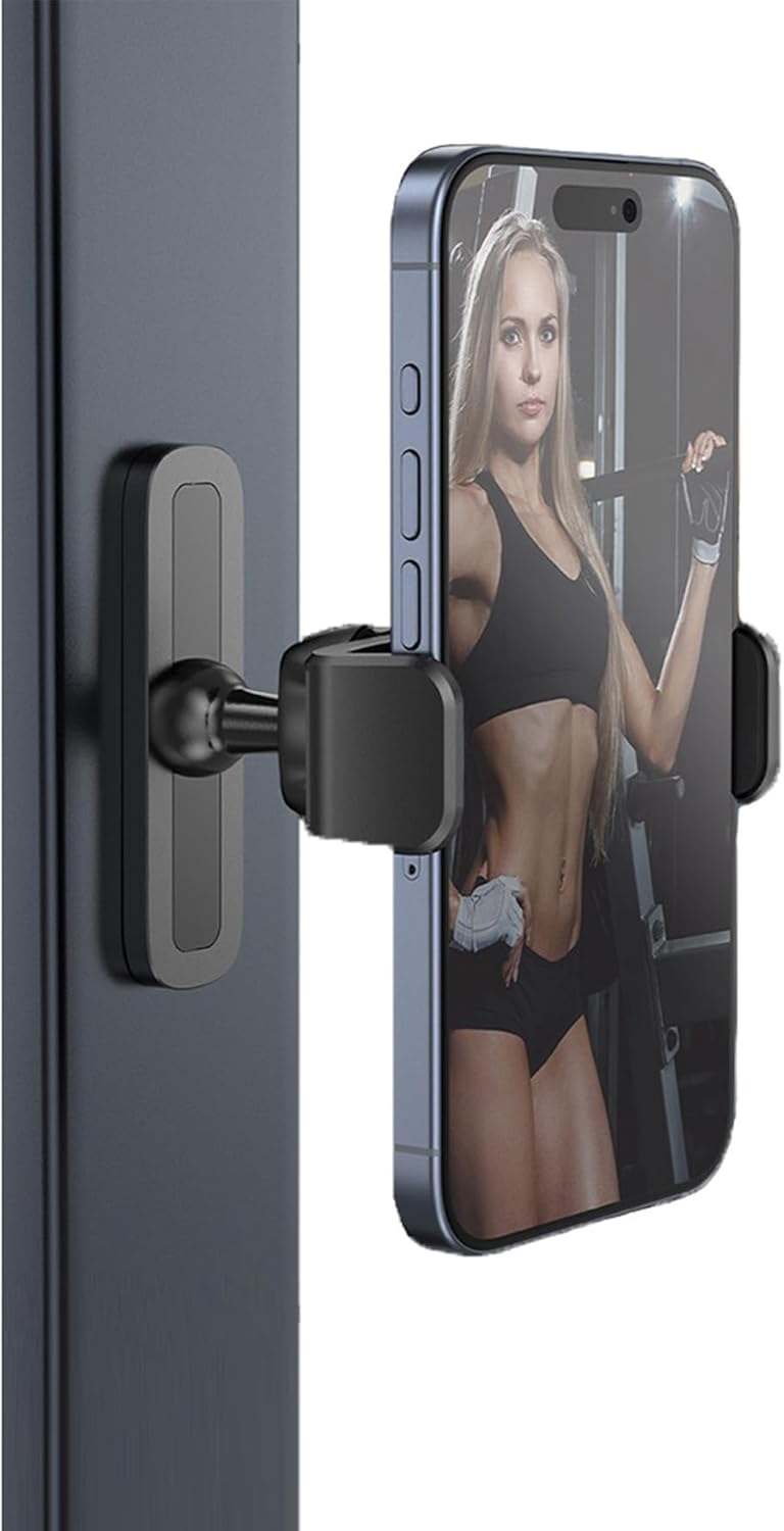 EPhemeralLuxe Gym Magnetic Phone Holder, 360° Adjustable Magnetic Phone Mount Attach to Metal Surface, Gym Magnet Phone Cradles Compatible with All 4.7-6.5" Smartphones - Image 1